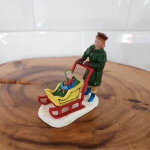 Retired 2000 Lemax Village Christmas Collection Red Carriage Sled #02432 EUC
